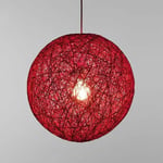 Suspension sisal Abat-jour Boule Ronde lustre rotin,Diamètre (Rose Rouge, 23cm) - Ineasicer