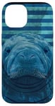 Coque pour iPhone 14 Save The Manatee Crystal River FL Bleu abstrait rayé