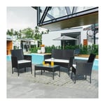 Salon de jardin - imitation rotin résine tressée - ensemble 4 places et table basse - 2 fauteuil+1 canapé+1 table Noir - Bigzzia