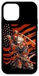 iPhone 12 mini Cat Samurai American Flag Samurai Cat Art Patriotic Cat Case