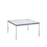 Knoll - Florence Knoll Low Table, Höjd 48 cm, 90 x 90 cm, skiva i Klarglas - Sofabord - Florence Knoll - Gjennomsiktig - Glass/Metall