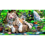 5D bricolage diamant peinture kit adultes enfants, forage complet rond point de croix cristal strass broderie mosaïque toile arts artisanat maison sticker mural décor, tigre, papillon, chat, animaux de la jungle (40 × 50 CM)