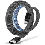 Magnétique Cable I-Phone Chargeur 1m, Câble Plat Usb A Vers Light-Ning Mfi Certifié En Nylon Tressé, Résistant Fil Cordon De Charge Rapide Pour I-Phone 14 Pro Max 13 12 11 Xr Xs X 8 7 Plus Se