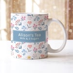 Personalised Coffee Tea Mug FLORAL Name Girls Ladies Kitchen Home Decor Gift