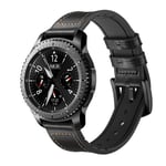 Ranneke Samsung Gear S3 Classic, Frontier, Galaxy Watch 22 mm Nahka musta