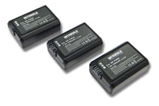 INTENSILO 3x Batteries compatible avec Sony Alpha 3000, 5000, 5100, 6000, 6100, 6300, 6400 appareil photo, reflex numérique (1050mAh, 7,4V, Li-ion)