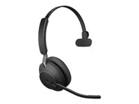 Jabra evolve2 65 ms mono headset on-ear convertible bluetooth wireless usb-a noise isolating black with charging stand ms teams