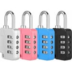 4 Pcs Cadenas Code 4 Chiffres, Petit Cadenas Casier Code Alliage de Zinc Cadenas Valise pour Placard Gym Bagage(Noir, Argent, Rouge, Bleu)