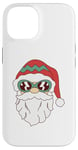 Coque pour iPhone 14 Lunettes de soleil visage de Père Noël barbe et chapeau de Noël drôle