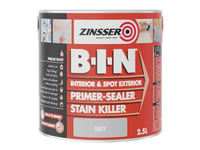 Zinsser B.I.N Primer, Sealer & Stain Killer Paint Grey 2.5 litre ZINBING25L