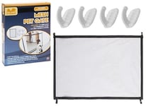 PMS 879041 Portable Mesh Pet Gate: Ideal for Household Use, White, 7 Pieces, Mesh Magic Pet Dog Gate for Doorways, Stairs, Hallways, Indoors/Outdoors,Perfect for Pets