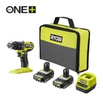 Ryobi ONE+ HP RDD18C1-2C20S Compact Bor-/skrutrekker Sett