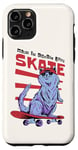 Coque pour iPhone 11 Pro Just Skate Fun Planche de skateboard rétro Motif chat Rouge