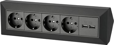 4-Fach Structure Bloc Multiprises Prise De Courant D'Angle + 2X Usb Charge - 230V 3600W - Anthracite