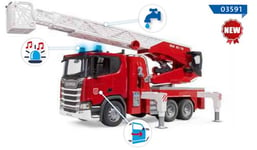 BRUDER - Camion de pompier avec grande échelle – SCANIA super 560R - 1/16 - B...