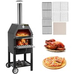 VEVOR Four a Pizza Portable 458 x 464 x 1418 mm Four a Pizza Exterieur 500℃ Machine a Pizza pour Barbecue Fonte et Acier Inoxydable Stable 2 Couches