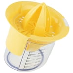 Fackelmann 42615 Presse-fruits 2 en 1, presse-agrumes, presse-fruits, presse-fruits avec réceptacle, Plastique, Jaune, 14 x 12,5 cm