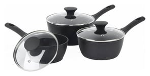 Salter Megastone 3 Piece Aluminium Pan Set - Black