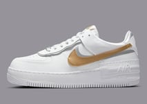 Wmns Nike AF1 Shadow UK 9 EUR 44 White Metallic Gold DM3064 100