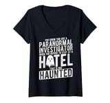 Womens Paranormal Investigator: Haunted Hotel V-Neck T-Shirt