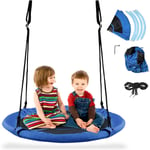 Goplus - Balancoire Nid d'Oiseau avec Tente Amovible Ø100CM et Corde Reglable en Hauteur 100-160CM, Capacite de Charge 150 kg pour Enfants et