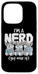 Coque pour iPhone 14 Pro Bunny I'm A Nerd Get Over It Nerdy Geek Rabbit Reading Gamer