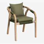 Chaise de Salle à Manger avec Accoudoirs en Bois d'Acacia de Dubaï SKLUM Vert Militaire Clair - Vert Militaire Clair Acacia Rustique Marron