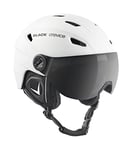 BLACK CREVICE casque ski Silvretta I casque ski avec visière style pilote I différentes couleurs I casque ski hommes & femmes I casque en polycarbonate I casque respirant I taille réglable (M, Blanc/Violet)