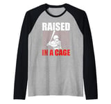 Raised In A Cage Baseball Batter Baseball Bat Hitter Batters Raglan Baseball Tee