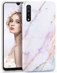 Imikoko Galaxy A50 Case Marble Design Bumper Silicone Soft Flexible TPU Shockproof Phone Back Protective Cover for Samsung Galaxy A50 2019 (6.4 inch)-Purple&White