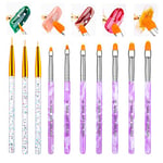 10 Pinceaux à Ongles,Pinceau Nail Art Ongles, nail art Brosses d'ongles gel UV,Pinceaux à Ongles On Acrylique, Peuvent être Appliqués avec du gel, Peinture Outil Pinceau Nail Kit Décoration