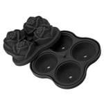 (Black L)Rose Ice Cube Tray Novel Silicone 4 Grids 4 Holes Cocktail Ice Cube