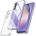 ivoler Coque pour Samsung Galaxy A54 5G avec 3 Pièces Protection Écran en Verre Trempé, Transparent Étui de Protection en Silicone Antichoc, Clair Mince Souple TPU Bumper Housse