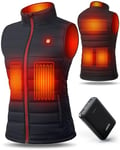 UNBON Veste Chauffante Femme, Gilet Chauffant Femme avec Batterie Incluse USB 10000mAh, Gilet Chauffant Électrique avec 3 Modes 6 Zones de Chauffage, Doudoune Chauffante Femme sans Manche, Noir, XXL