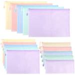 Mutsitaz 15 Pièces Pochette Plastique A4+A5+A6, Pochette Zippée, PVC Transparentes Document Dossier pour Bureau Fournitures, Voyage, Fournitures, Maison, 5 Couleurs