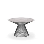 EMU - Heaven High Round Table Ø120, Frame: Black, Top: Smokey Glass - Matbord utomhus