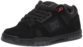 DC Shoes Homme Chaussures de Skate Basses Stag, Noir/Gris/Rouge, 40 EU