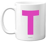 Stuff4 Personalised Alphabet Pink Initial Mug - Letter T Mug, Gifts for Her, Mothers Day, Birthday Gift for Mum, 11oz Ceramic Dishwasher Safe Mugs, Anniversary, Valentines, Christmas, Retirement