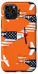 Coque pour iPhone 11 Pro Drapeau américain minimaliste orange tropical P-51 Mustang de la Seconde Guerre mondiale