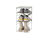 Joseph Joseph Level Adjustable Tier Shoe Rack Organiser, Durable Shelves And Steel Frame, Single, Stores 4 Pairs, Ecru