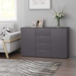 vidaXL Sideboard Easy to Clean Furniture Bedroom Chest of Drawer Standing Cupboard Side Storage Cabinet Grey 120x35,5x75cm Chipboard