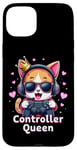 iPhone 15 Plus Controller Queen Cute Gamer Cat Design- Gaming Cat Lovers Case