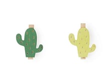 Excelsa Cactus Pack of Six Pegs Clips, Wood, Green, 6 Pieces