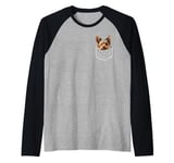 Yorkshire Terrier puppy in pocket Yorkie dog in your pocket Raglan Baseball Tee