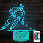 Ishockey 3D-lampa, Halo sänglampa Illusion nattljus Laser Halo D16 färger Fjärrkontroll Sportfläkt