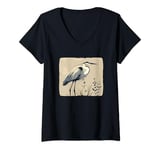 Womens Nice Heron for Birds and Stork Lovers V-Neck T-Shirt