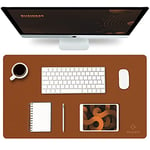 K KNODEL Leather Desk Mat, Office Desk Pad, Small Mouse Pad, Keyboard Mat, Computer and Laptop Mat for Desk, Desk Protecor Mat, Desktop Mat for Writing, Desk Blotter and Cover (60x35cm, Brown)