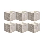 Amazon Basics Lot de 6 cubes de rangement pliables en tissu, œillets ovales, 26,7 x 26,7 x 28 cm, Chevrons Taupe