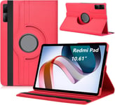 Coque Pour Xiaomi Redmi Pad 10.61"" 2022,360° Rotatif Avec Fonction Support Coque De Protection Compatible Avec Xiaomi Redmi Pad (10,61"") Tablette Rouge