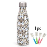 Insulated Water Bottle Metal Water Bottle Cute Water Bottle Sports Drinks Bottles Drink Bottles For Adults Clear Water Bottle Sport Water Cup brokenflower,500ml